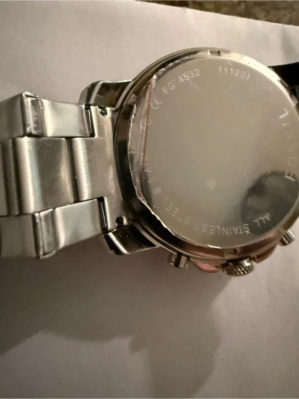 Fossil FS4532 Grant Chronograph Stainless Steel Men's Watch NIB & New Battery
